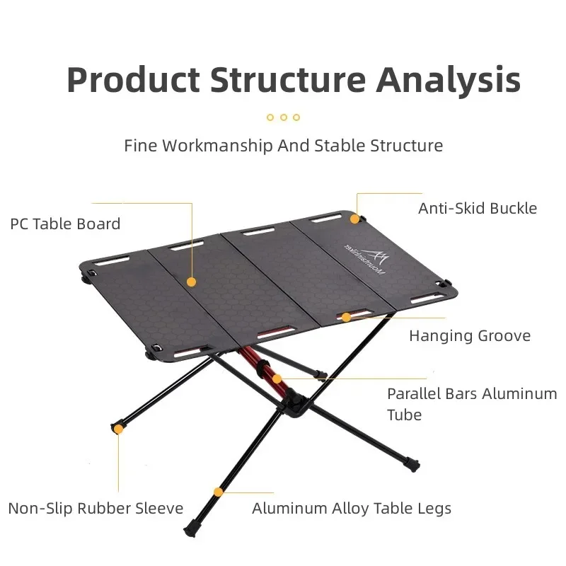 MOUNTAINHIKER Lightweight Outdoor Camping Aluminum Alloy Transparent Tactical Table Non-slip PortableTourist Mini Folding Table