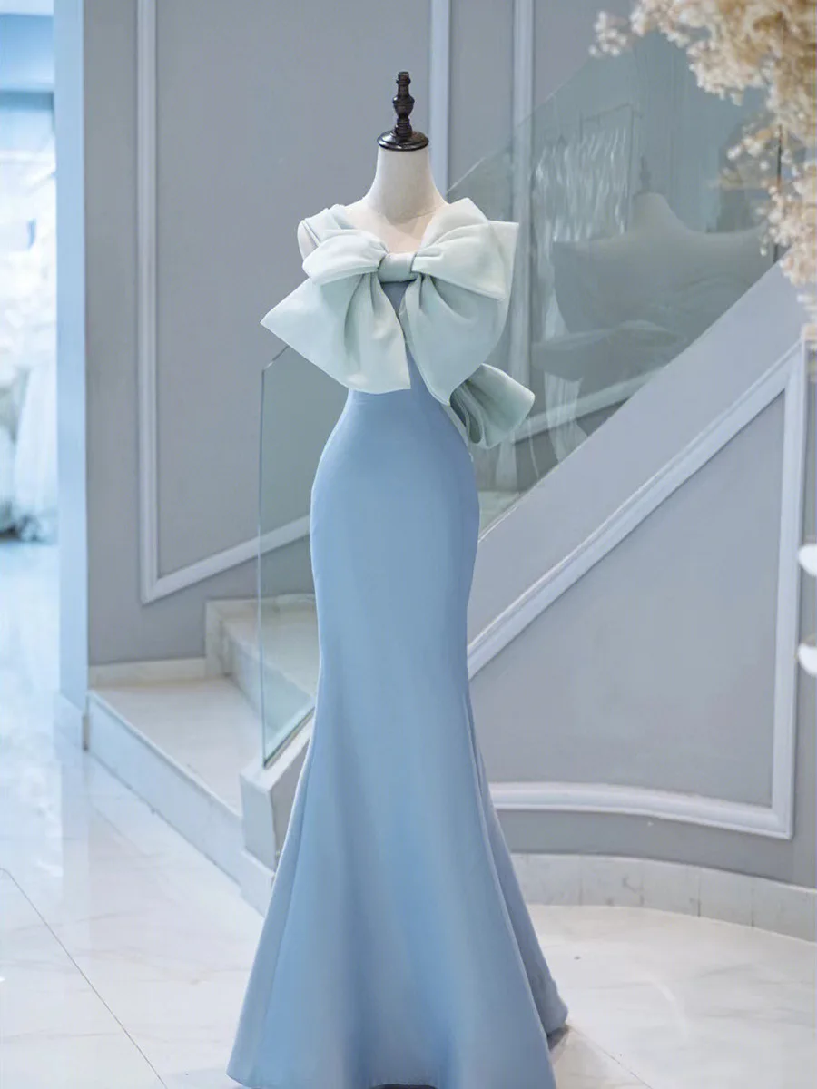 

ZL122 Blue Mermaid Tubeless Bridal Banquet Dress