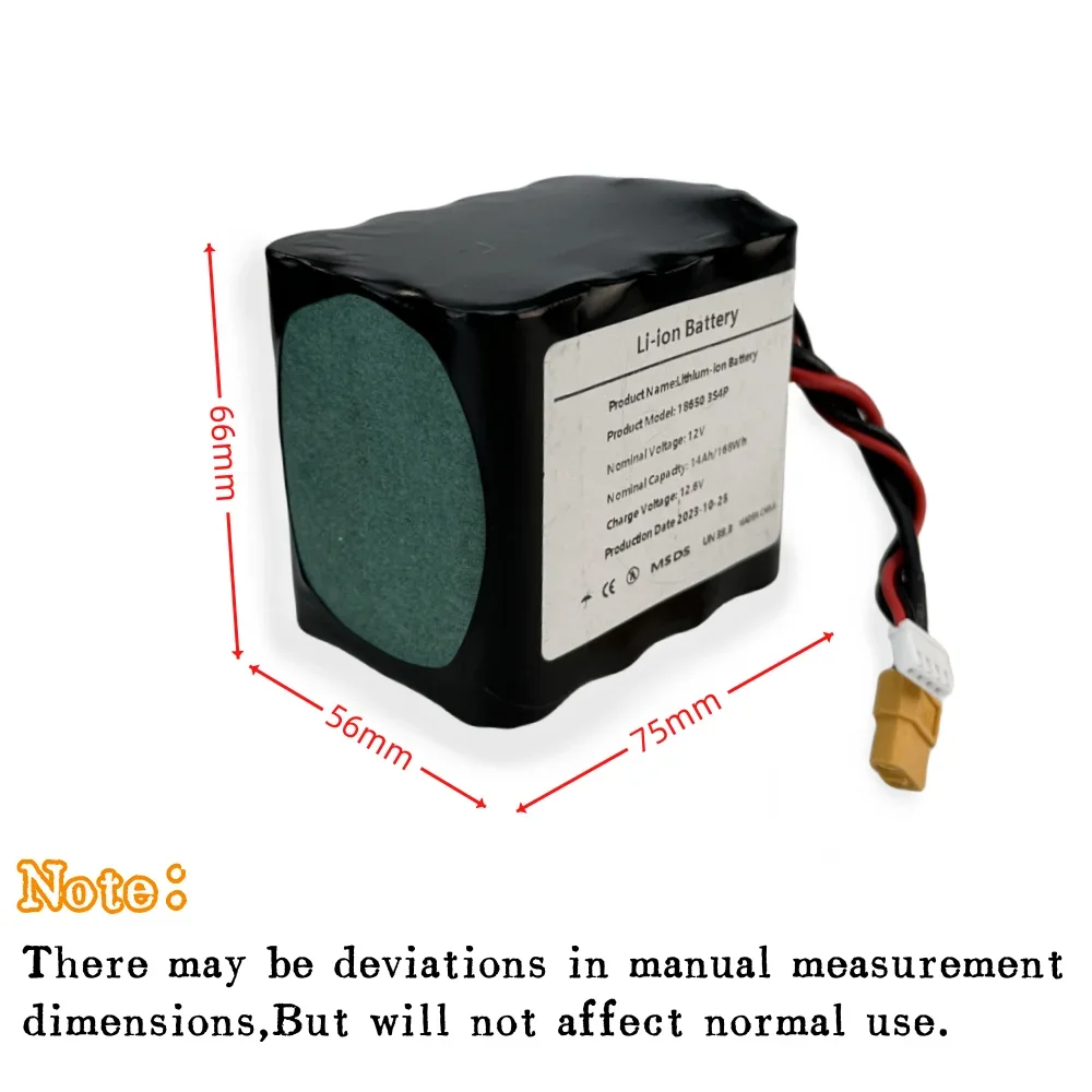 High Capacity UAV Battery 18650 3S4P 12V 14Ah Rechargeable Li-ion Battery Pack for Various RC Airplane Quadrotor XH2.54-4P XT60