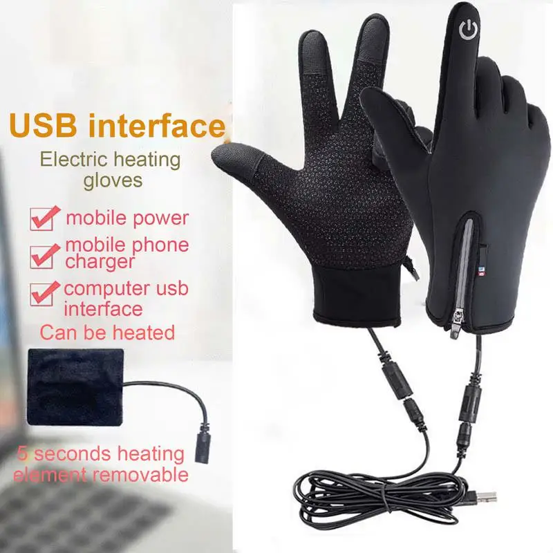 Guantes de calefacción recargables por USB, manoplas de pesca impermeables a prueba de viento, manoplas de nieve, guantes de esquí para mujeres y