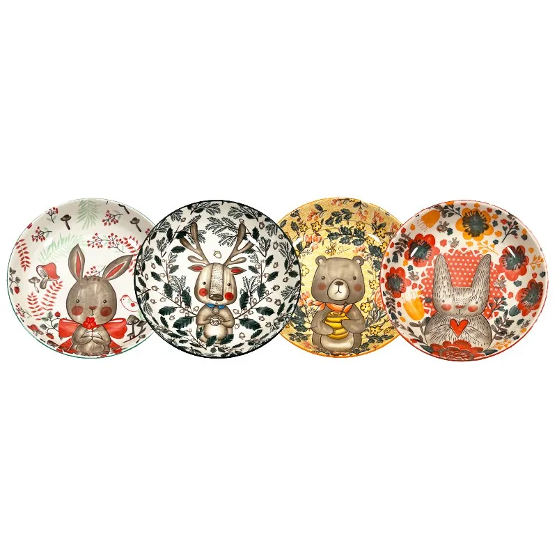 

Cartoon Animal Ceramic Plate Set for Fruit and Italian Noodles (4P)