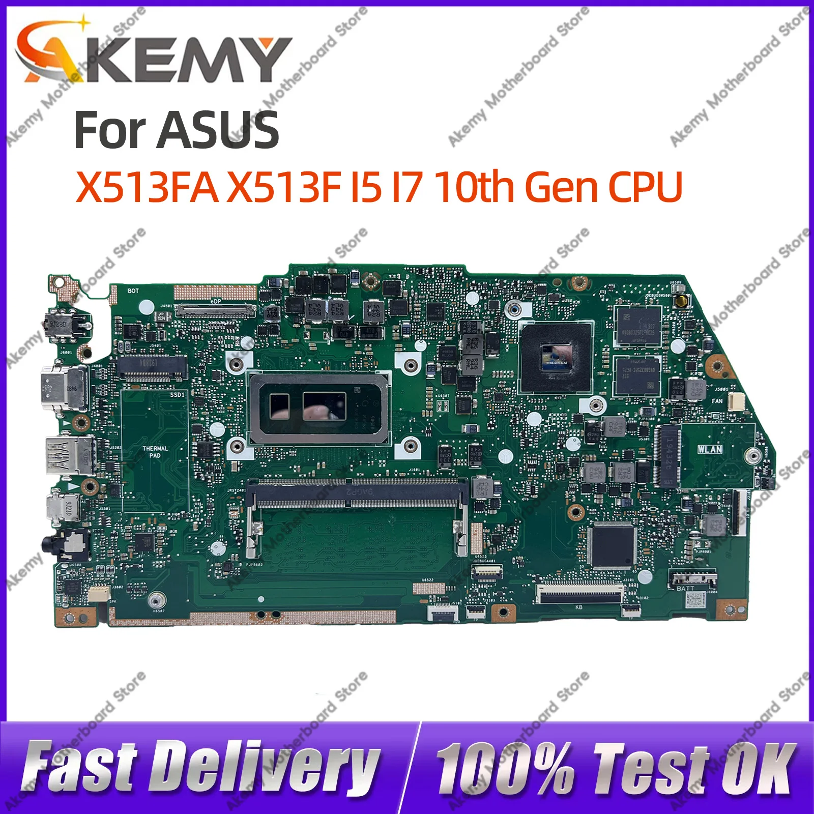

For ASUS VivoBook X513FA Notebook Motherboard X513F I5 I7 10th Gen CPU 100% Tested OK