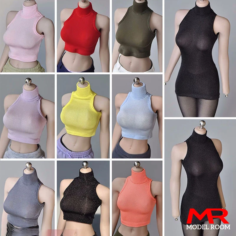 1/6 مقياس الإناث سترة دون أكمام نحيل قمم تي شيرت الملابس نموذج صالح 12 ''أنثى الجندي عمل الشكل الجسم الدمى