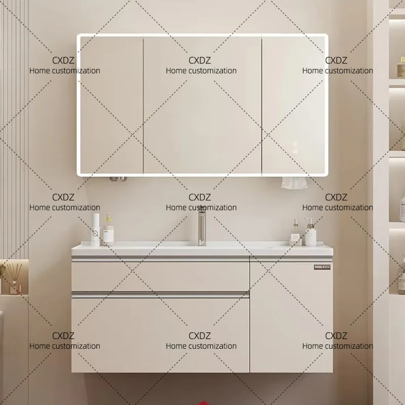 XXCream-style Washbasin Bathroom Cabinet Ceramic Integrated Basin Modern Bathroom Cabinet Simple Storage Furniture