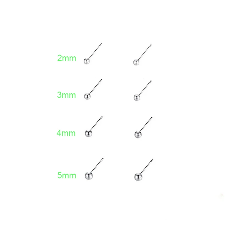 925 Silver Needle Piercing Bone Unisex Mini Classic Stud Earrings 2/3/4/5MM Bead Ear Hole Care Jewelry Accessories view 2