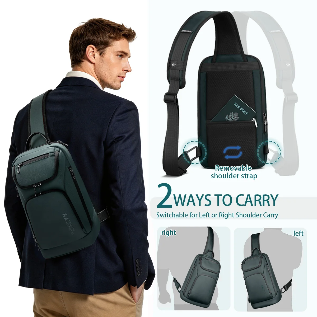 Heroic Knight Multifunctional Large-Capacity Men’s Handbag Waterproof Oxford Chest Bag Men’s Outdoor Sports Casual Crossbody Bag