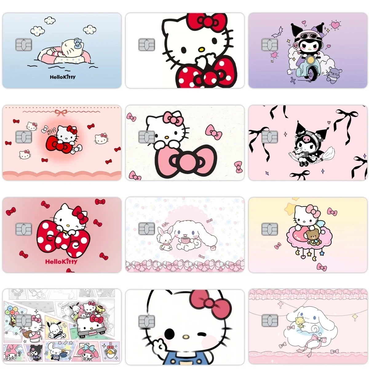 

Hello Kitty Kuromi MyMelody Kuromi Ultra Thin No Fade Stickers Skin Cover Anime Kawaii Debit Credit Bank Metro Card Sticker Film