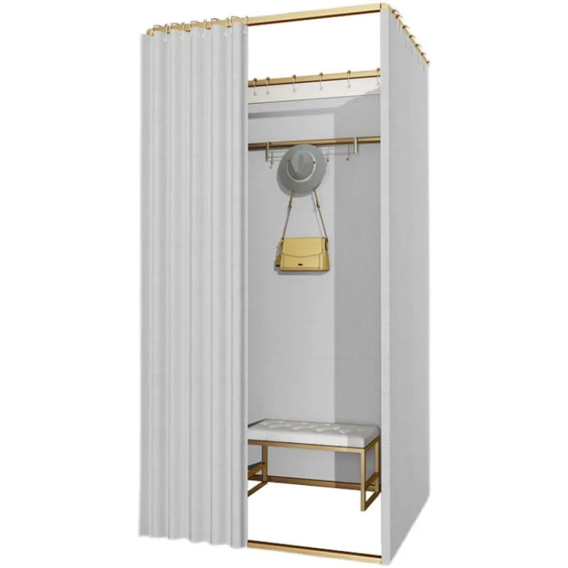 custom.Kainice Privacy Temporary Locker Room Clothing Store Fitting Room Movable Square Changing Room with Shading Curtain