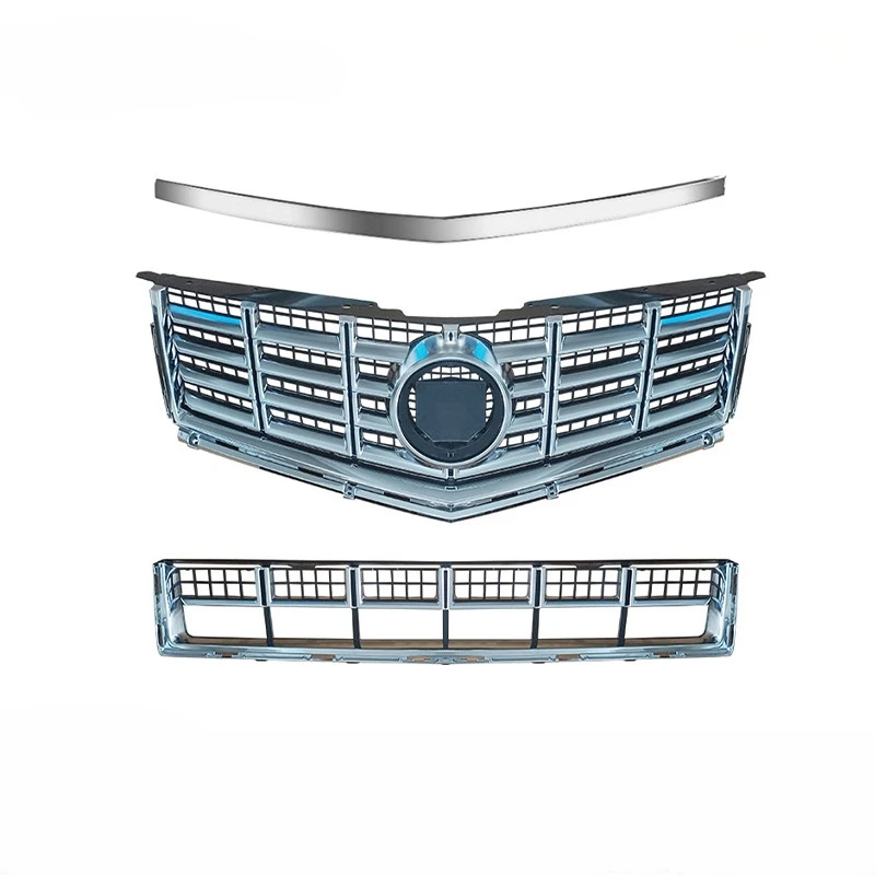 Front  Racing Grills For Cadillac 13Srx 2013 2014 2015 2016 Upper And Lower Center Grille Srx Hood Bright Strip Grill Grille