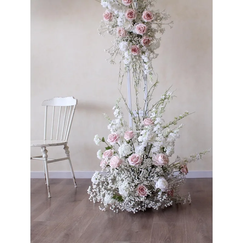 Simulation flower arched arch wedding floral arrangement gypsy rose wedding background decoration flower wedding dress photograp