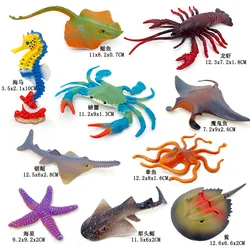 2/4/10pcs Plastic Simulated Marine Animals Model Seahorses Lobster Crab Realistic Sea Life Set Toys For Children Christmas Gifts