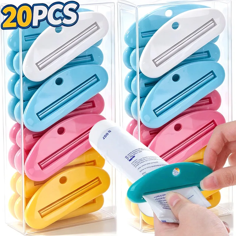 20/1x Manual Toothpaste Dispenser Home Bathroom Squeeze Paste Extruding Clip Cream Tube Squeezer Facial Cleanser Accessories