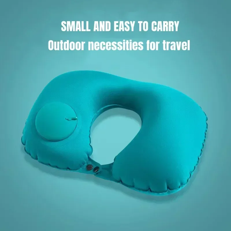 U-Shaped Inflatable Travel Pillow Portable Air Neck Support Cushion Comfortable Sleeping Press to inflate pillow image 3