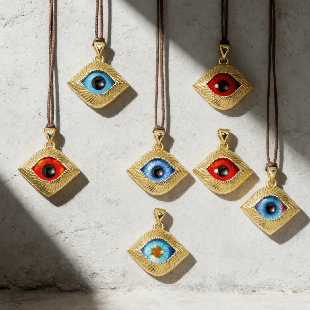 

3Pcs Pendants Gold Plated Retro Evil Eye Geometric Textured Charm for DIY Jewelry Making Necklace Bracelet Accessories Men Women