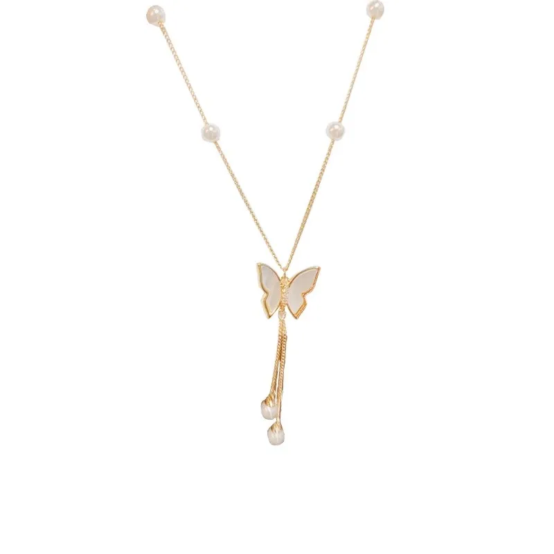 

Shell Butterfly Tassel Necklace Female Butterfly Design Sense Clavicle Chain