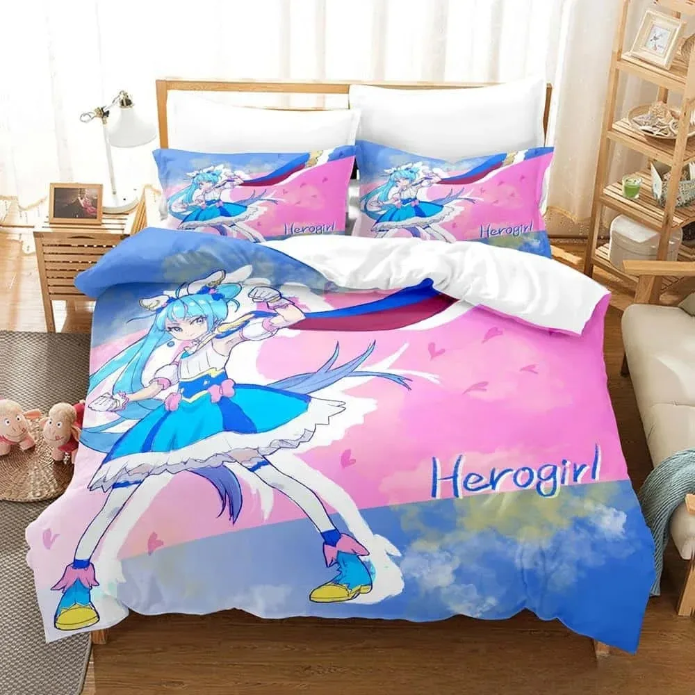 

3D Kawaii Anime Hirogaru Sky! Pretty Cure Bedding Set Single Twin Full Queen King Size Bed Set Adult Kid Bedroom Duvetcover Sets