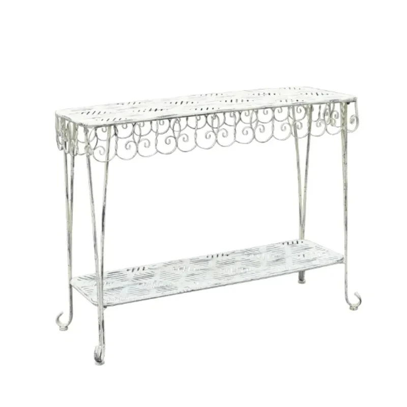 

Make old wrought iron rectangular table outdoor balcony courtyard double shelf garden terrace groceries decorative flower stand