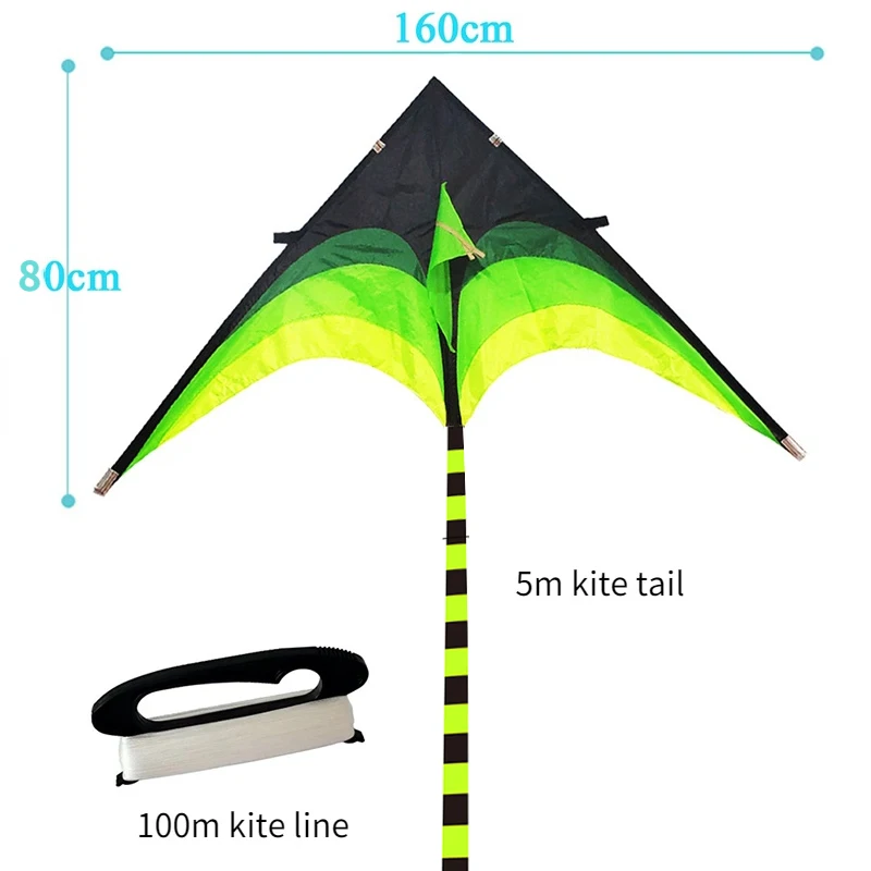 160cm High Quality Primary Stunt Kite Kit with Wheel Line Large Delta Kite Tail Outdoor Toy Kites for Kids Adult Sport Toy Gifts