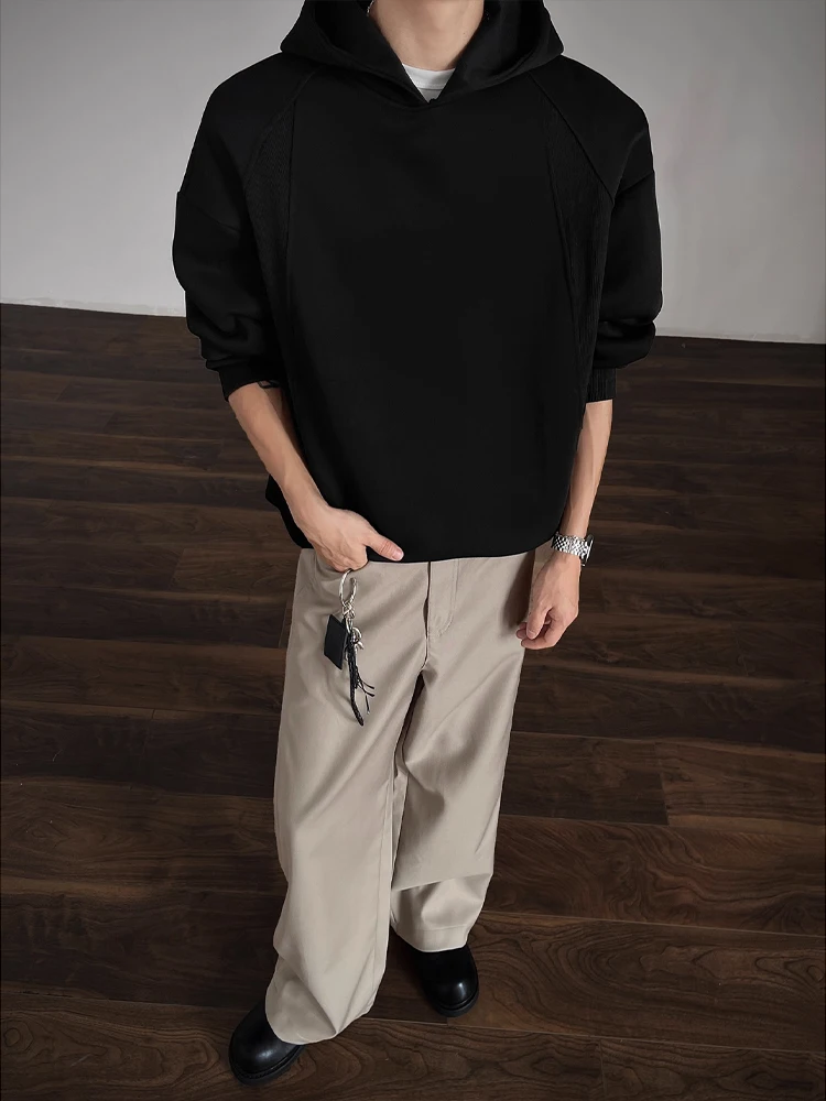 American Sle Heavyweight ey Patchwork Hoodie Men's Spring Autumn Cleanfit Trendy Hardell Jaet Comfortable Casual Wear