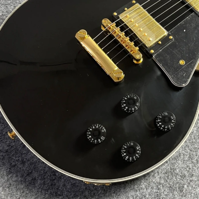 Hot Factory Direct Bright Black Gold Border LPS Black Gold Electric Guitar HH Pickup Gold Piece Free Shipping Unisex
