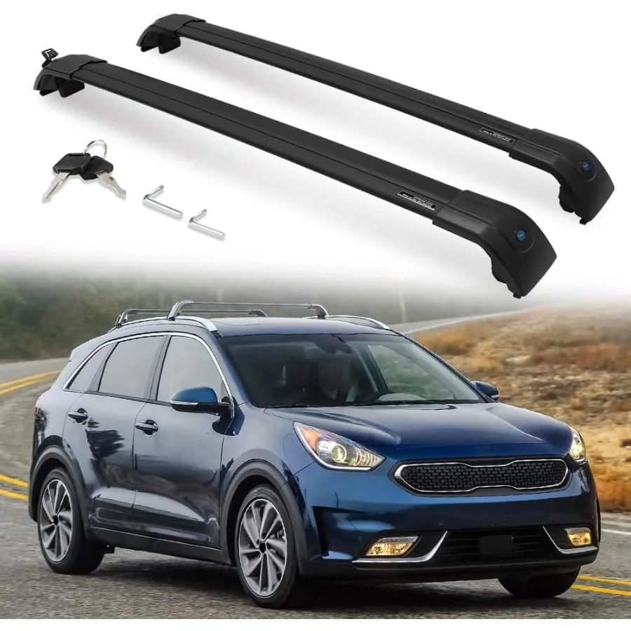 

Запираемые багажники на крышу, поперечины, совместимые с Kia NIRO 20172022, алюминиевые поперечины, багажники, багажники, рельсы, доступ к даху