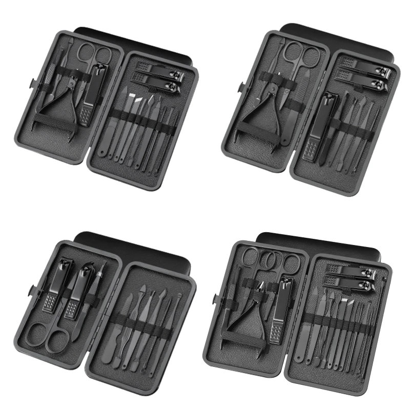 10/12/16/18PCS Black Manicure Cutters For Nail Tips Nails Travel Cuticle Remover Black Manicure