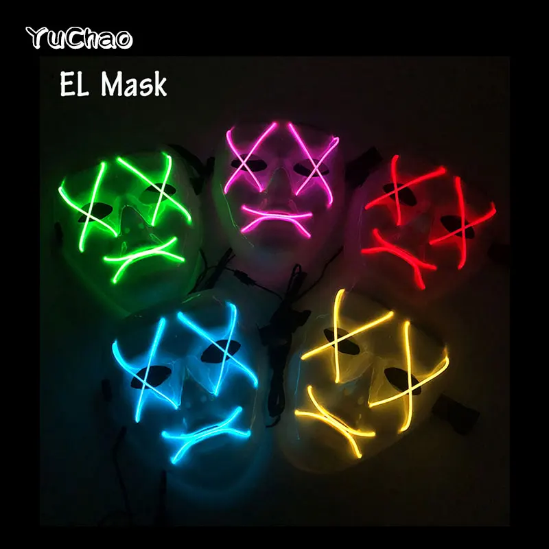 Glowing Scary Masks for Easter Day, Luminous, Horror, Halloween, Masquerade Party, Cosplay Prop, LED Party Supplies