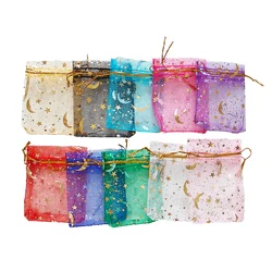 25/50/100pcs Moon Star Organza Gift Bag Multicolor  Jewelry Gifts Pouches For Wedding Party Candy Bag  Jewelry Packing  Wholesal