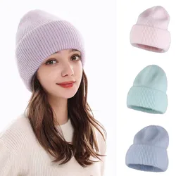 2023 new  Hot Selling Winter Hat Real Rabbit Fur Winter Hats For Women Fashion Warm Beanie Hats Solid Adult Cover Head Cap