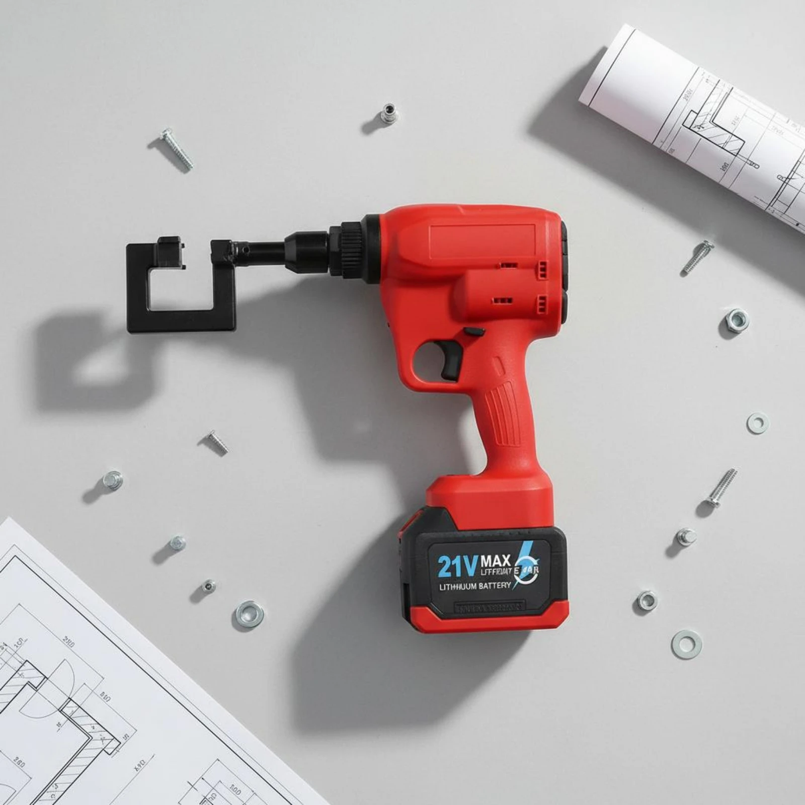 Electric Keel Puncher Battery Powered Drywall Framing Ceiling Fastening Tool 360 Degree Rotating Head for Construction Site
