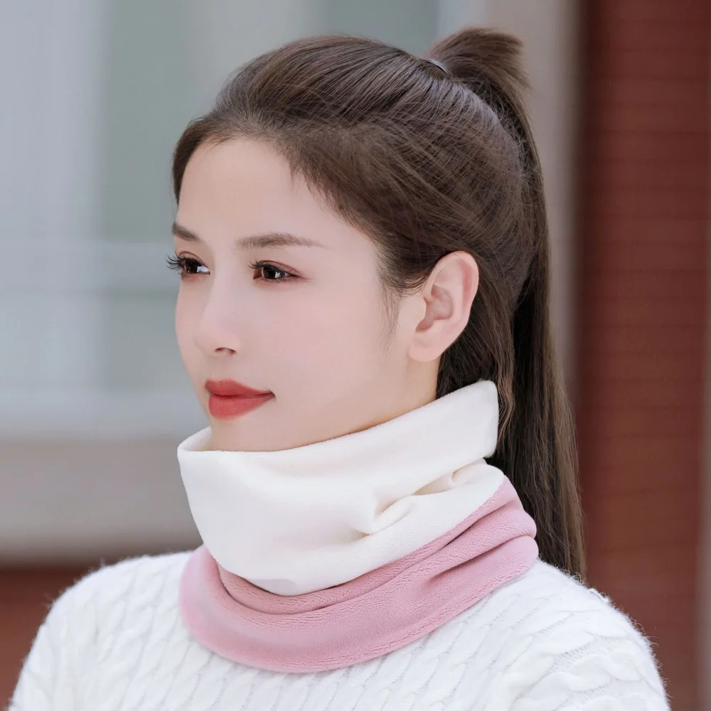 New Thickened Warm Scarves Plush Solid Color Neck Gaiter Cold-proof Collar Outdoor Sports