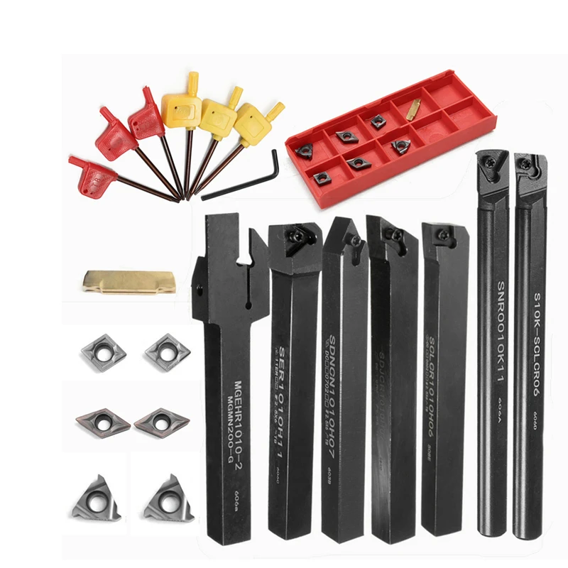 

10mm Multifunctional turning tools Solid Carbide Inserts Holder Wrench Set Boring Bar Metal Lathe Turning Tools