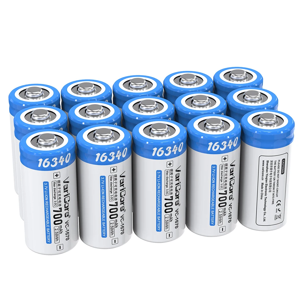 VariCore VC-1670 16340 700mAh with Tip 3.7V Li-ion Rechargeable Battery for Sweeper Digital Camera Remote Control Versat