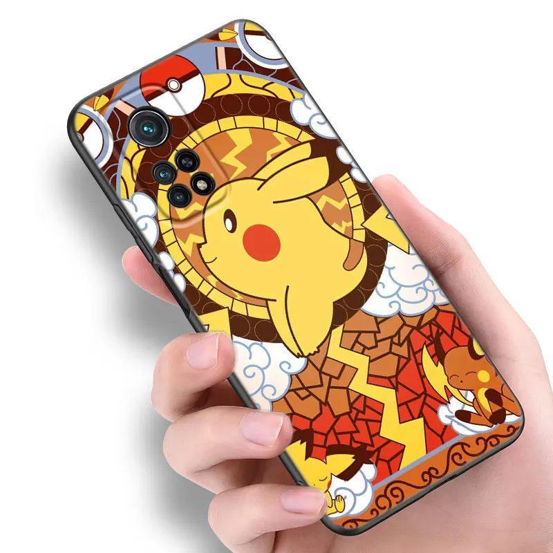 Funda de teléfono de Anime Pikachue p-pokemon para Xiaomi Mi 8 9 SE 10 10T 11 12 13 Lite 9T 11T 12S 12T 13 Pro 11i 12X, funda de silicona negra