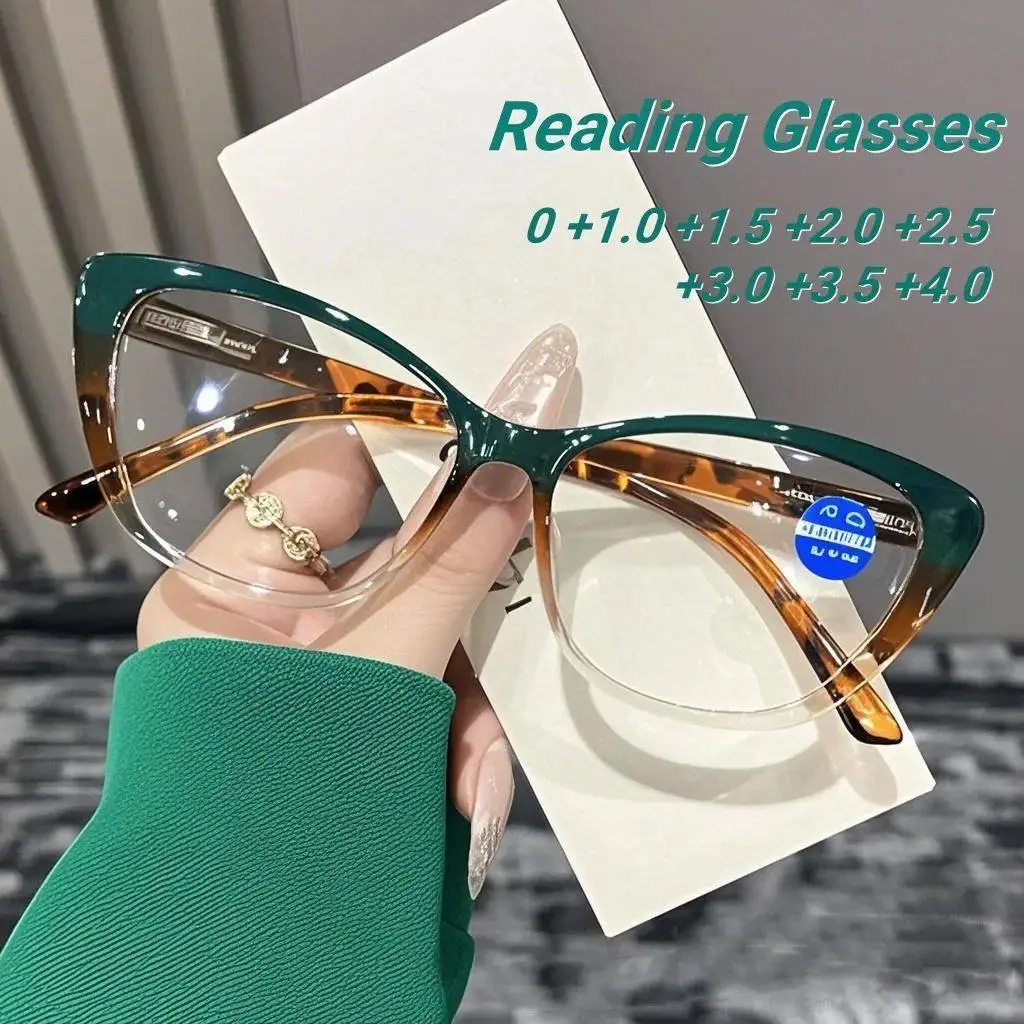 Gafas de Lectura Vintage con Diseño de Ojo de Gato para Mujer y Hombre, Gafas de Moda con Protección Anti-Radiación y Anti-Fatiga con Graduación 100 ° -400 °   Lente HD