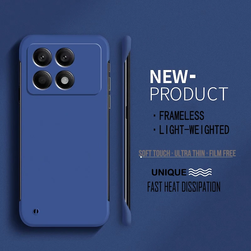 XIAOMI Poco X6 F6 F5 Pro F4 F3 4 코너 보호 커버 용 무광택 얇은 프레임리스 퓨어 컬러 PC 전화 케이스