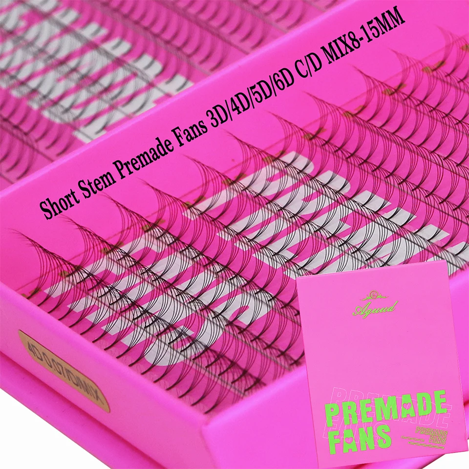 AGUUD 320Fans 16Lines Premade Volume Fans 3D/4D/5D/6D Short Stem Individual Lashes Extension Faux Mink Pre Made Russian Lashes