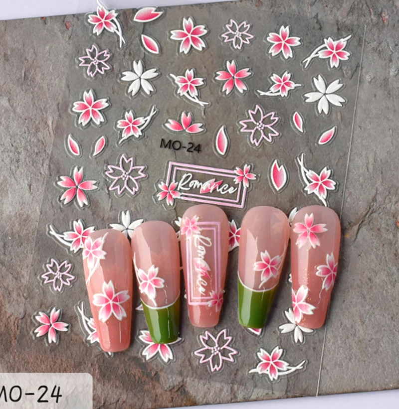 Decalcomanie per nail art in rilievo 5D Camelioli Fiore Fiori Cursori adesivi Adesivi per unghie Decorazioni per manicure