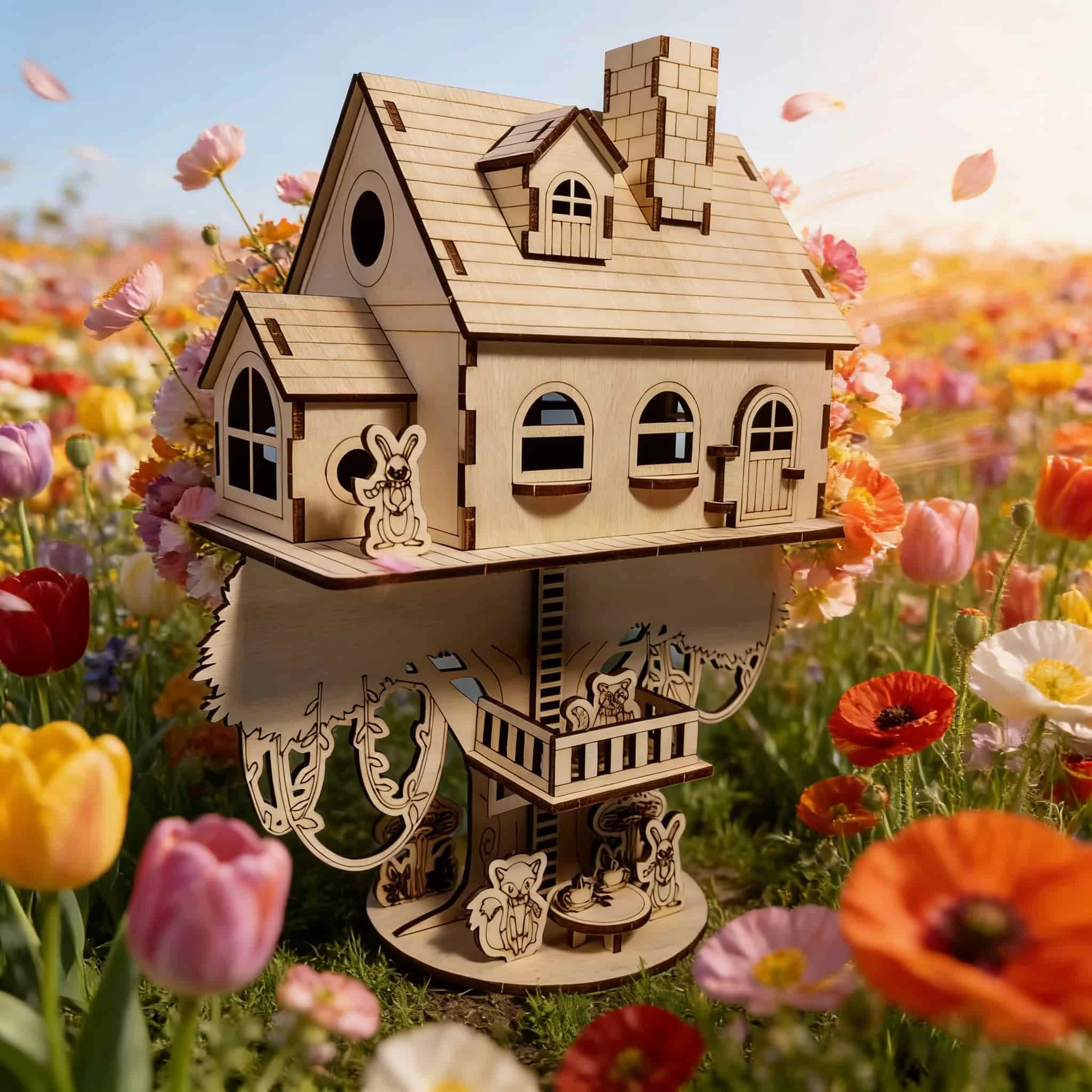 

Jungle Treehouse 3D Wooden Puzzle Scale Model DIY Model Kit Handcrafted Gift Home Decor Assembly Toy