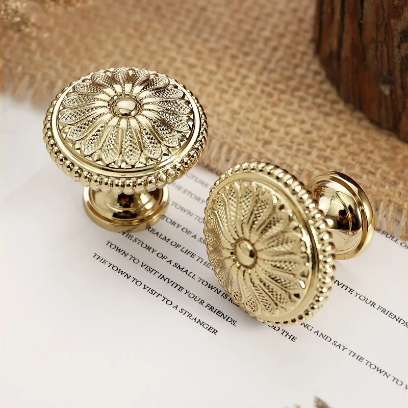 1PC  French Cabinet Door Brass Handle Gold Drawer Cabinet Wardrobe Door Shoe Cabinet Single Hole Handle