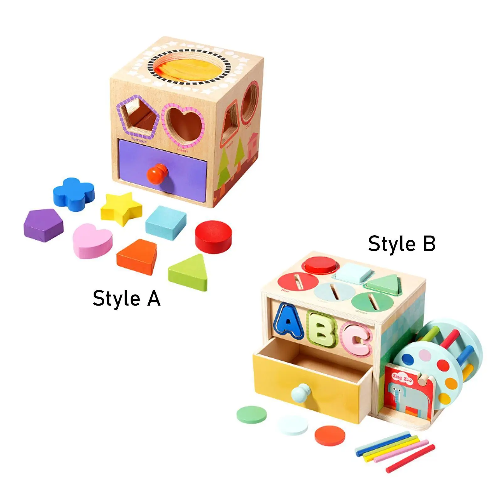 Montessori Shape Matching Toy Educational Baby Activity Cube for Sensory Exploration