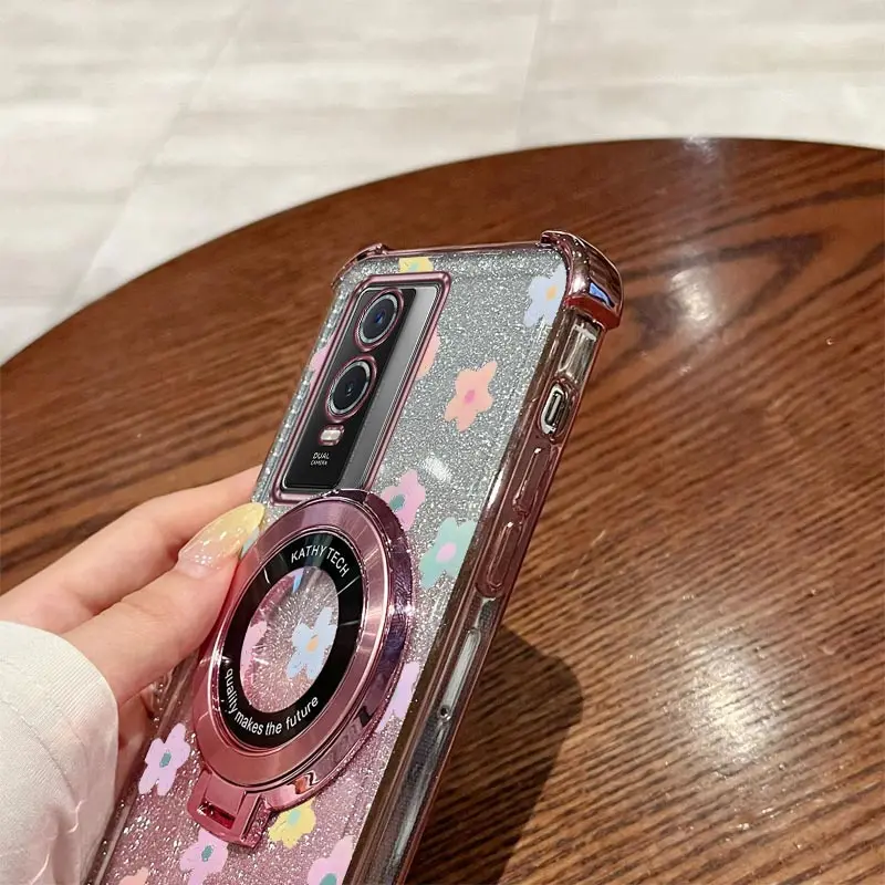 حبة حزام بريق لطيف الزهور حامل هاتف الحال بالنسبة لهواوي الشرف 9X برو 60 70 80 90 100 200 300 برو الترا Y9s حامل غطاء