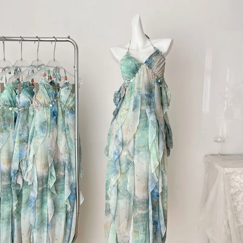 

Women's Summer Dress Spaghetti Strap Printed Slimming Vacation New Minimalist Comfortable Fashionable Versatile Elegant Designer