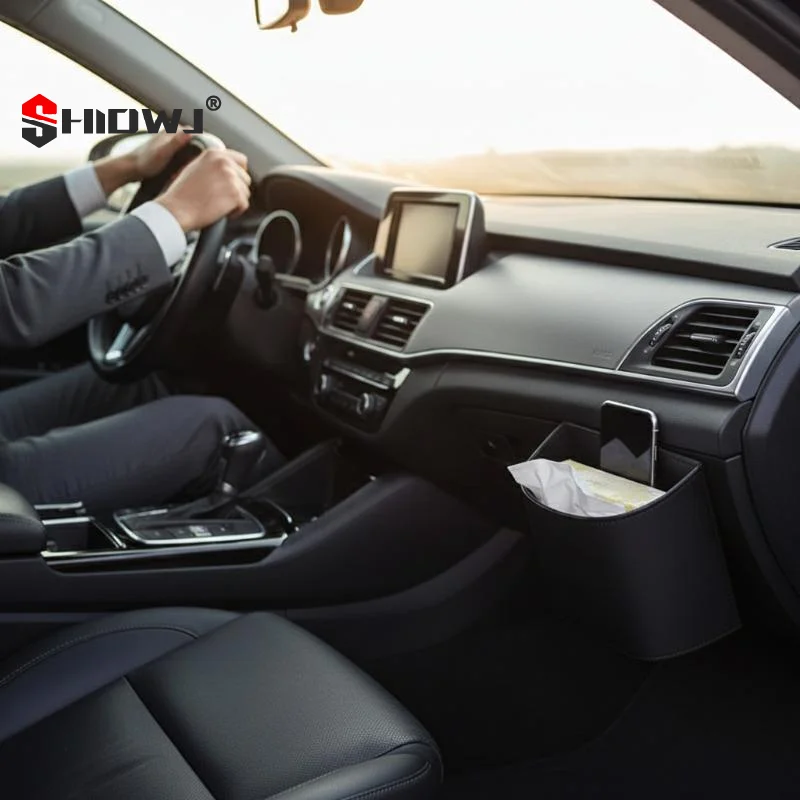 Car Seat Back Multifunctional Leather Storage Box Organizer for Magazine Drinks Gadgets Long Car Commutes