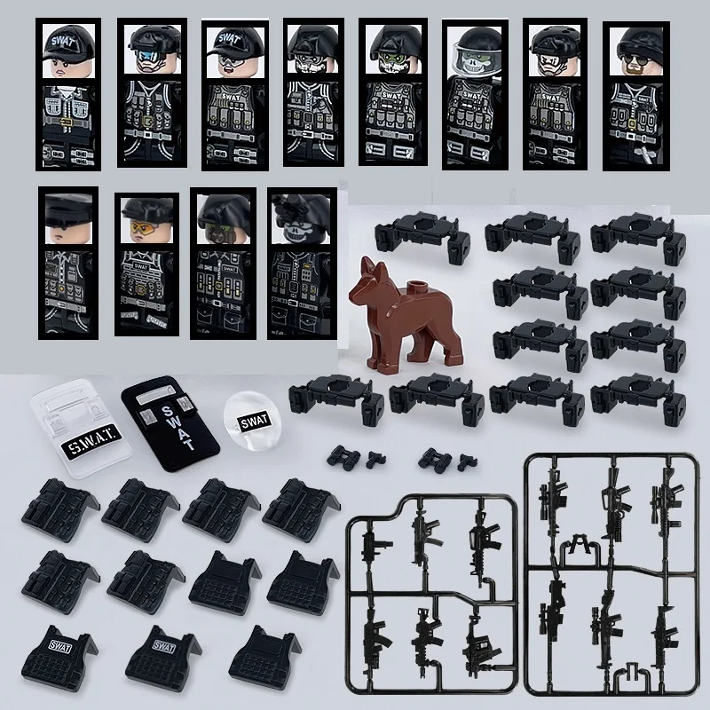 Military Weapon Special Forces Swat City Commando Police Building Blocks Army Minifigurine Figures Vest Bricks Bloques Toys Gift