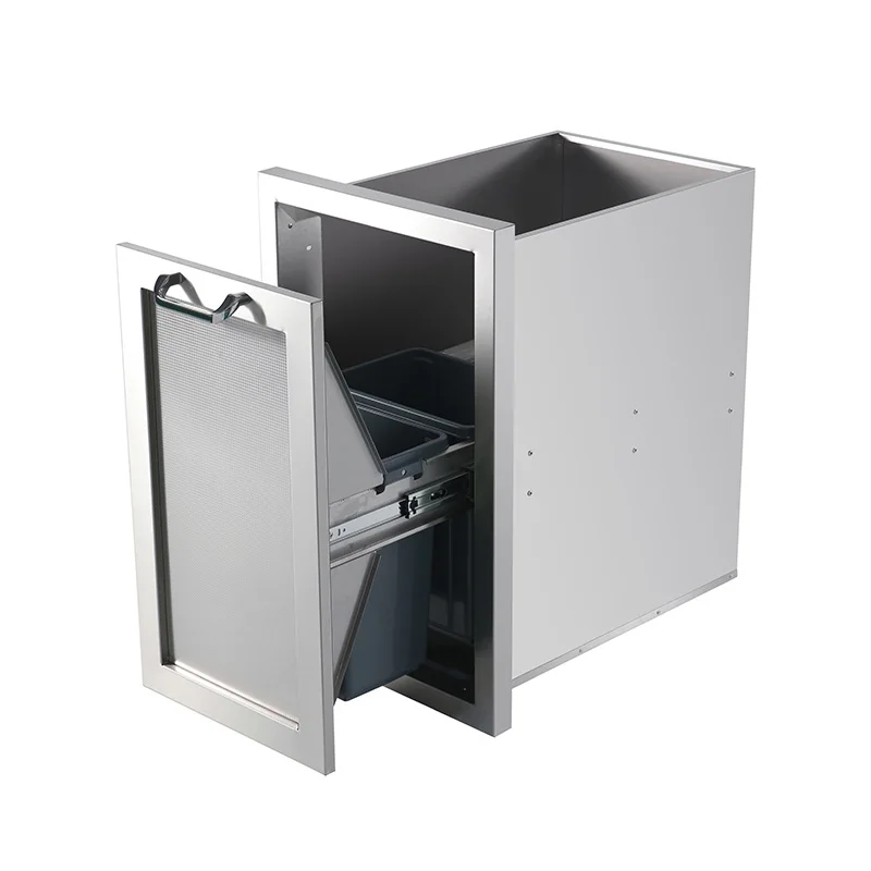 18-Inch Outdoor Trash & Recycle Center with Pull-Out Feature Heavy-Duty Sturdy Sliding Rails Elf-Closing System Metal Material