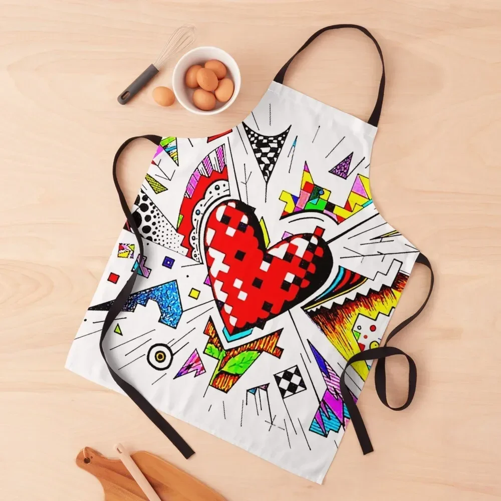 

Heart Doodle Apron chefs Household Items Kitchen Kitchen accessories Apron