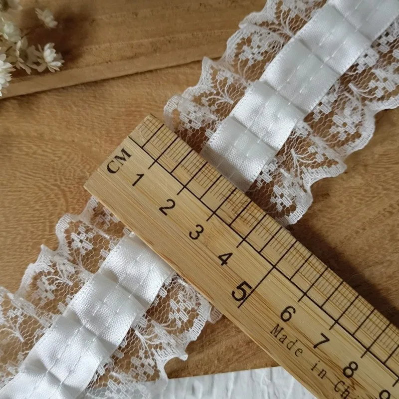 2 Meters Sweet and Elegant Three-Dimensional Pleated Lace Fabric Curtains Clothing Accessories Handmade Do It Yourself Materials