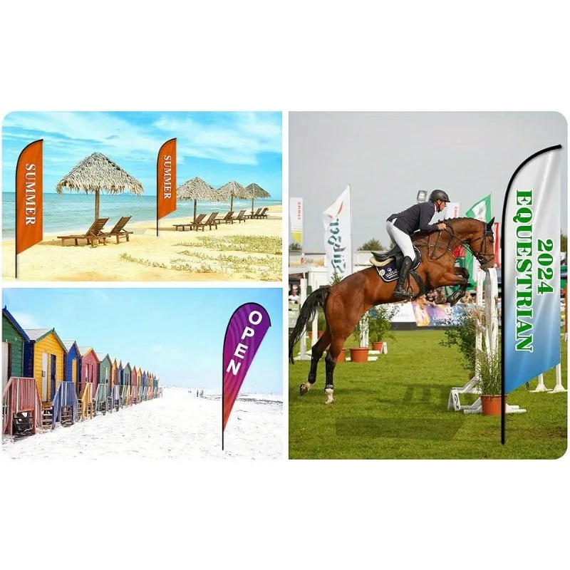Custom Double Sided 3ply Advertising Feather Banner Flags, Personalized with any Text Logo, Customized Open Swooper Flag