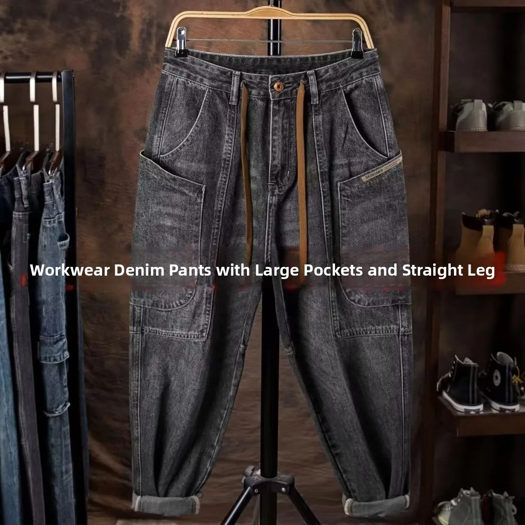 

Men's Workwear Jeans Loose Straight Leg Cotton Denim Multi-ket Anti-Scalding Wear-Resistant Spring Autumn Seasonal Trousers